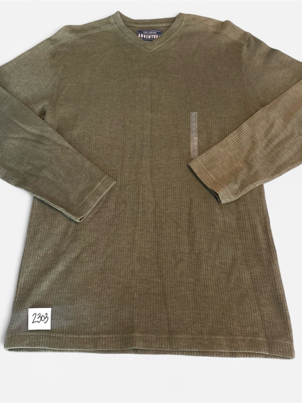 John Ashford Olive Ribbed Long-Sleeve Button Down Shirt